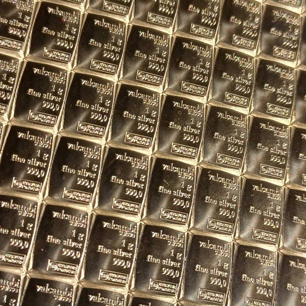 1g Valcambi Suisse Silver Bars. 999 fine investment Silver 1 bar